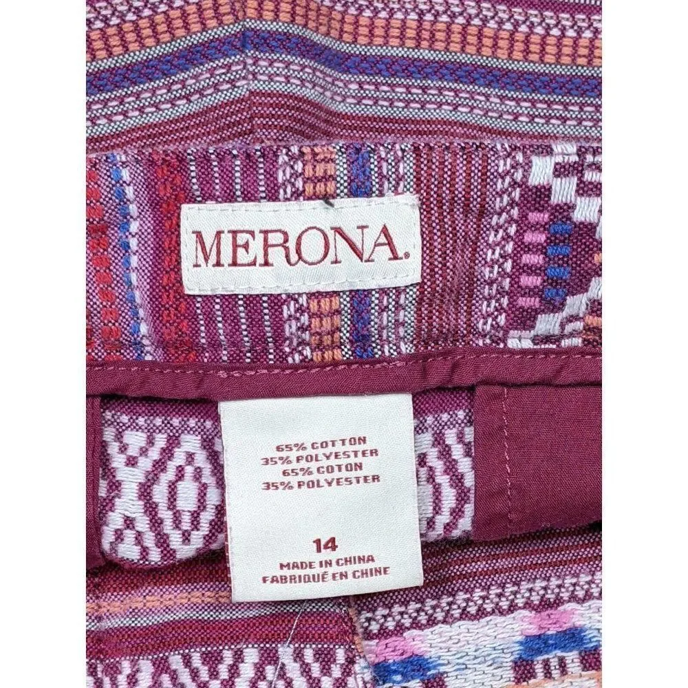 (3/$35) Merona Womens Size 14 Tribal Multicolored Shorts‎